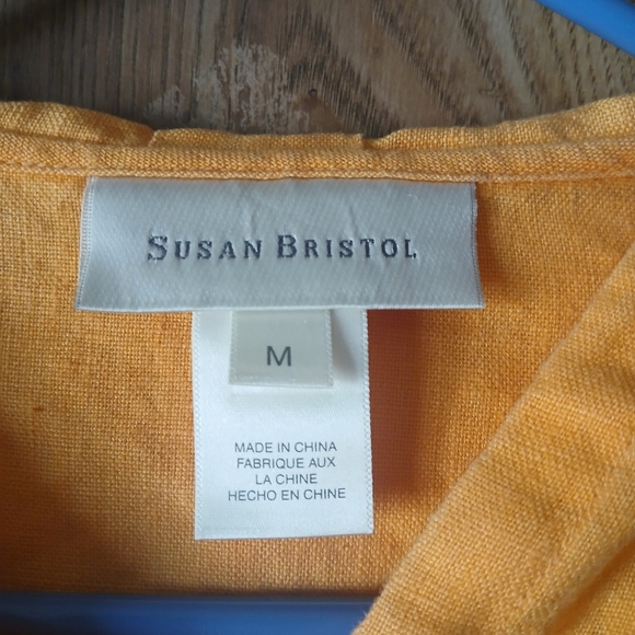 100% Linen Jacket Susan Bristol Button Up Orange Womens size Medium - Picture 8 of 9